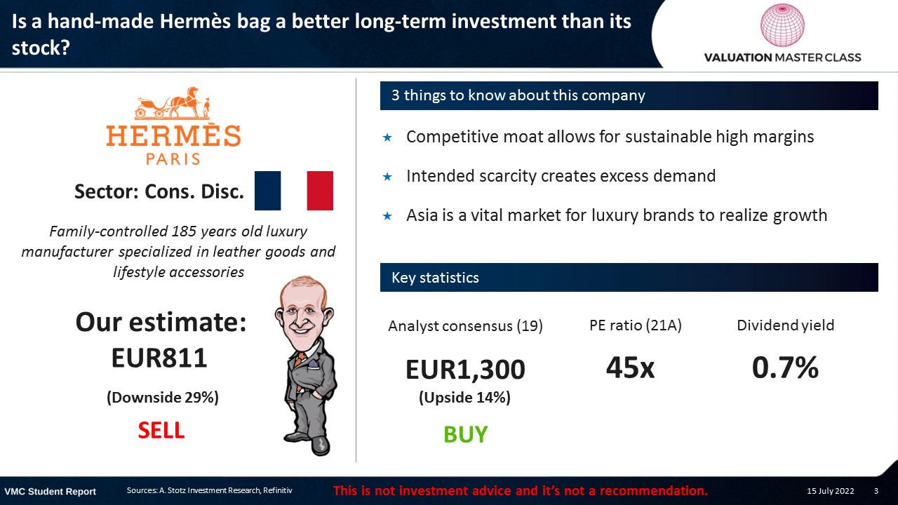 Comparison on the key figures of the Kering Group with LVMH and Hermes